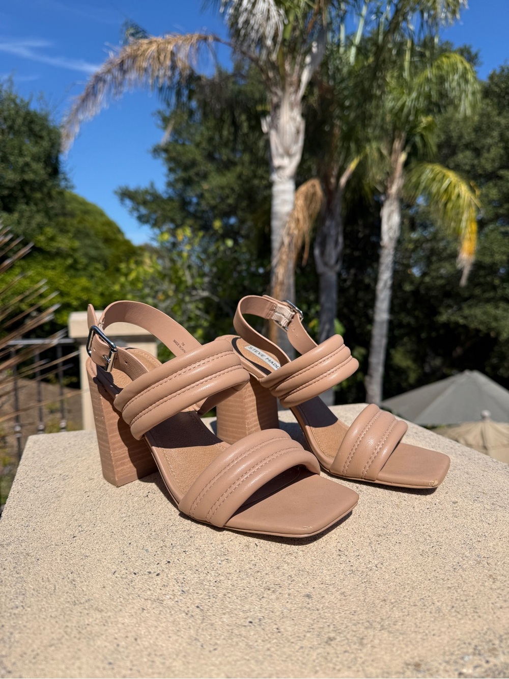Steve Madden Chunky Heel Sandals in Nude